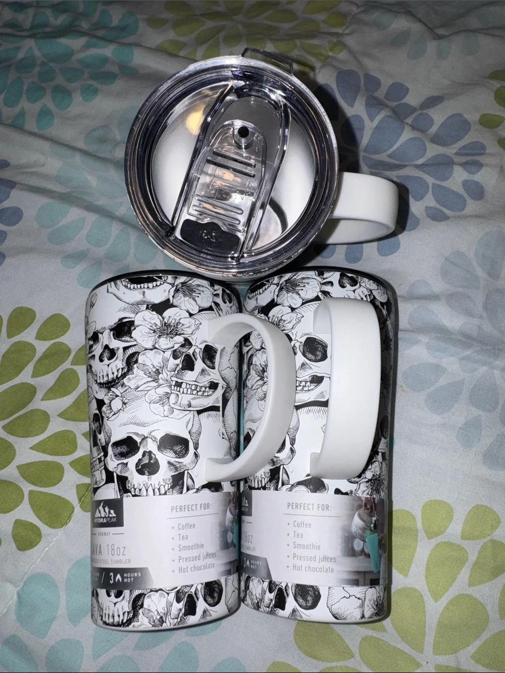 White Skull Java 18oz Stainless Steel Travel Mug 3 available at $15 each
